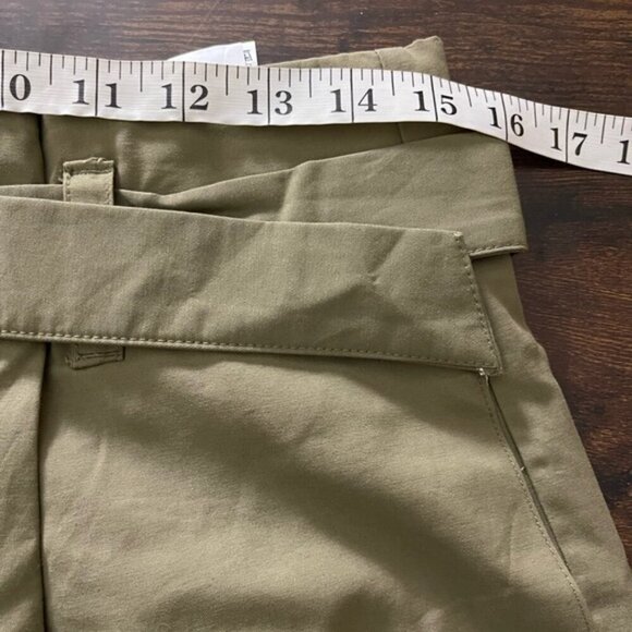 Zara Pants Womens size large Olive Green Paperbag Waist Belted Tapered Cargo NWT - Picture 10 of 14